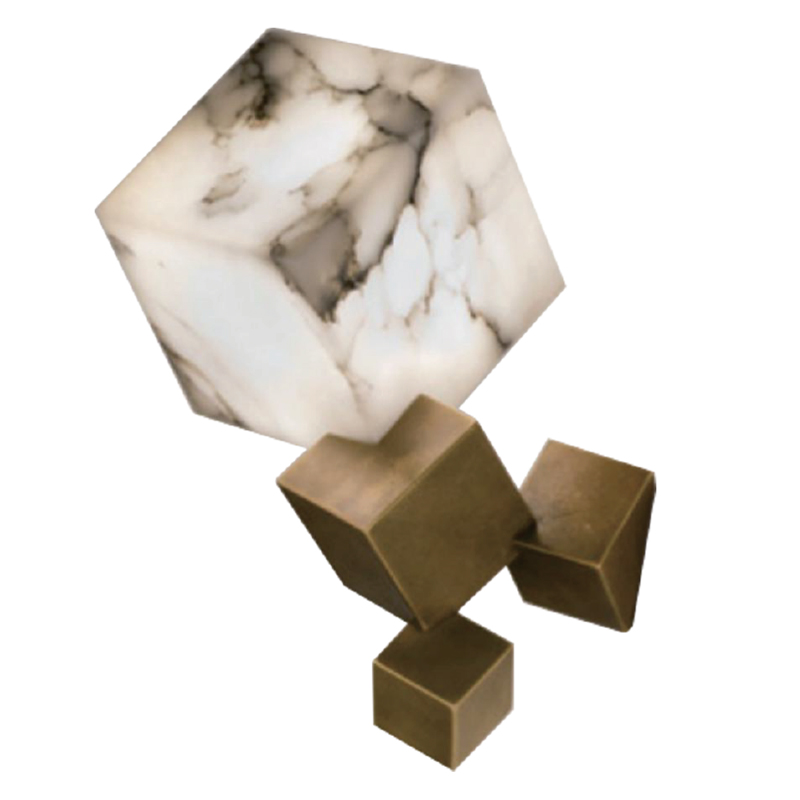 Бра Marble Cube Wall lamp Белый Мрамор Bianco Медь в Ижевске | Loft Concept 