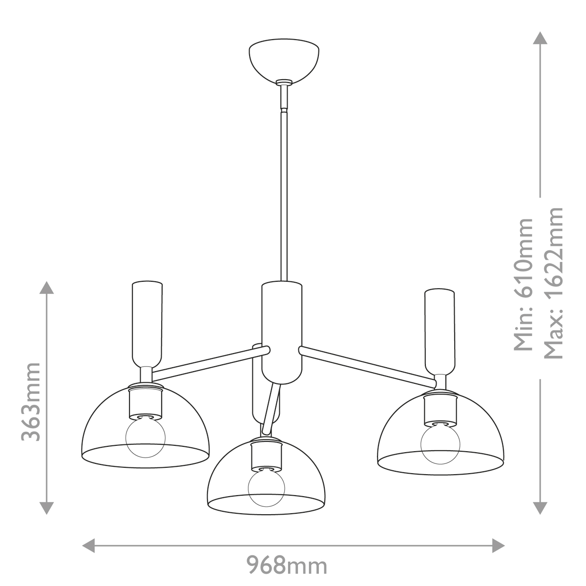Люстра с 3-мя прозрачными полусферическими плафонами из стекла Alora Mood в Ижевске