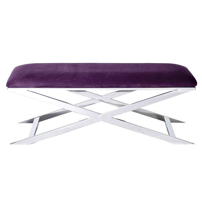 Банкетка Bench Velor Violet Хром Фиолетовый в Ижевске | Loft Concept 