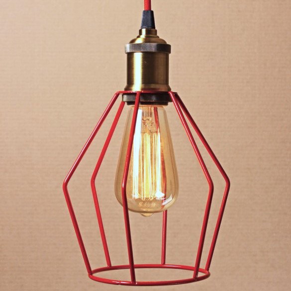 Подвесной светильник Wire Cage Pendant Trew Red Красный в Ижевске | Loft Concept 