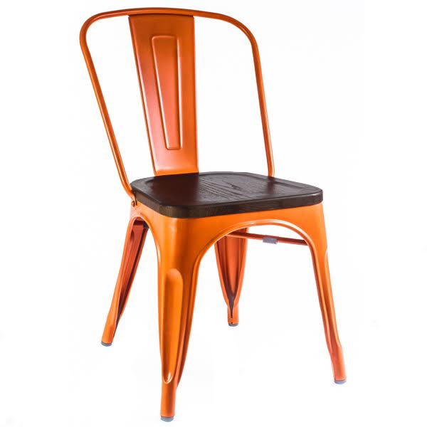 Кухонный стул Tolix Chair Wood Orange Оранжевый Коричневый в Ижевске | Loft Concept 