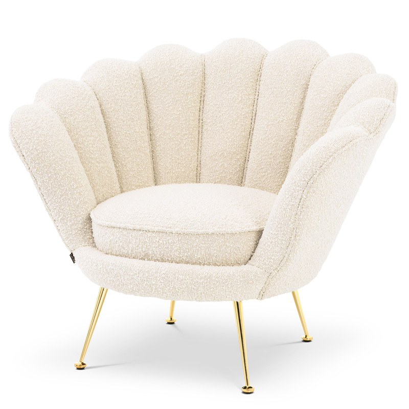 Кресло Eichholtz Chair Trapezium Boucle cream Кремовый Латунь в Ижевске | Loft Concept 