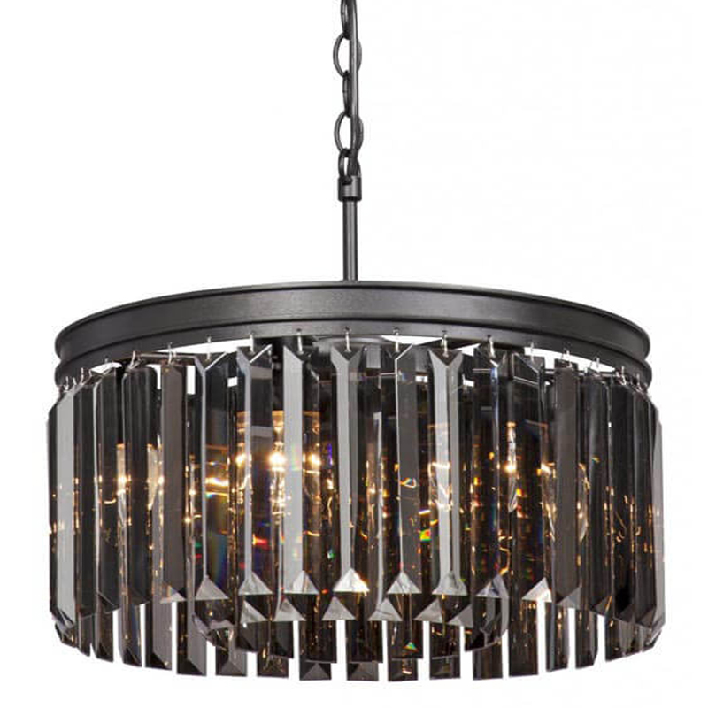 Люстра RH Rhys Smok Glass Prism Round Chandelier 40 Черный матовый в Ижевске | Loft Concept 