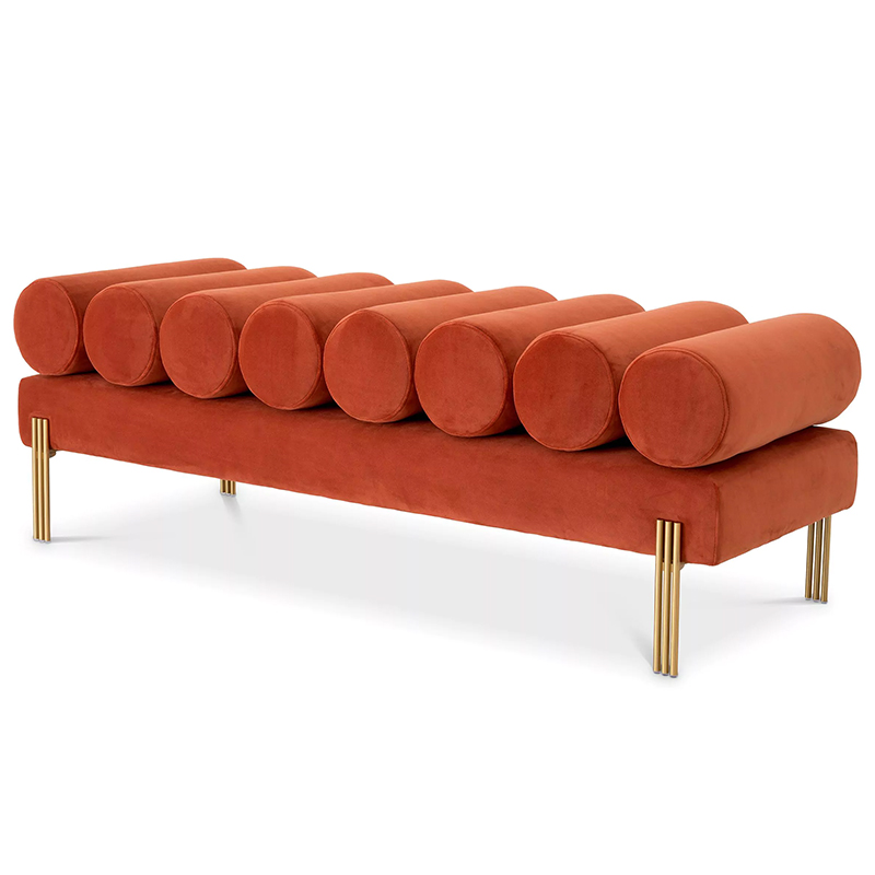 Банкетка Eichholtz Bench Oxley Orange Оранжевый Латунь в Ижевске | Loft Concept 