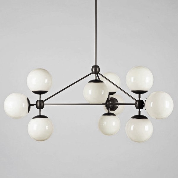 Modo 10 Globes Chandelier Black and White Glass Прозрачный белый Черный в Ижевске | Loft Concept 