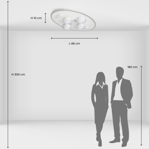 Потолочный светильник овальной формы белого цвета с 7-ю лампами Lunar Pebbles в Ижевске