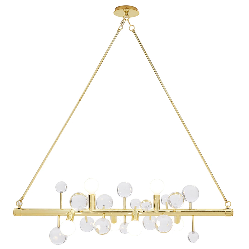 Люстра Jonathan Adler SIX-LIGHT LINEAR CHANDELIER Clear Золотой Прозрачное Стекло Белый в Ижевске | Loft Concept 