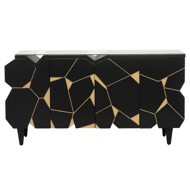 Комод геометрический декор Mosaik Chest of drawers Черный Черный Золотой в Ижевске | Loft Concept 