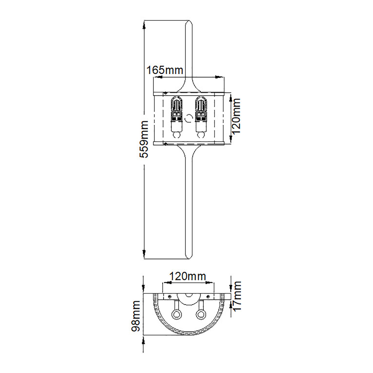 Бра вертикальное с белым полукруглым плафоном и длинным стержнем S Kichler в Ижевске
