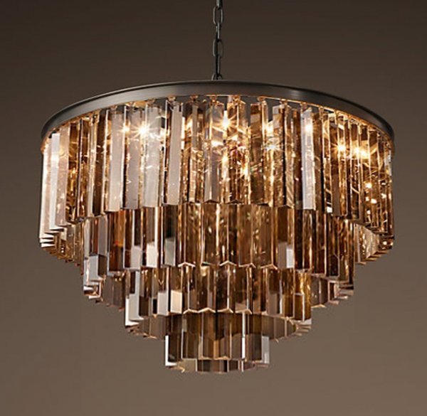 Люстра RH 1920s Odeon Smoke Glass Fringe Chandelier -60 Черный в Ижевске | Loft Concept 