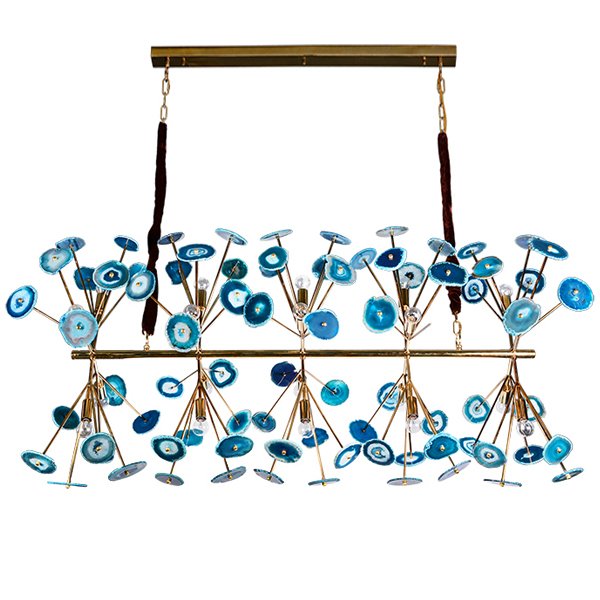 Люстра Agate Burst Chandelier Blue Line Золотой Синий в Ижевске | Loft Concept 