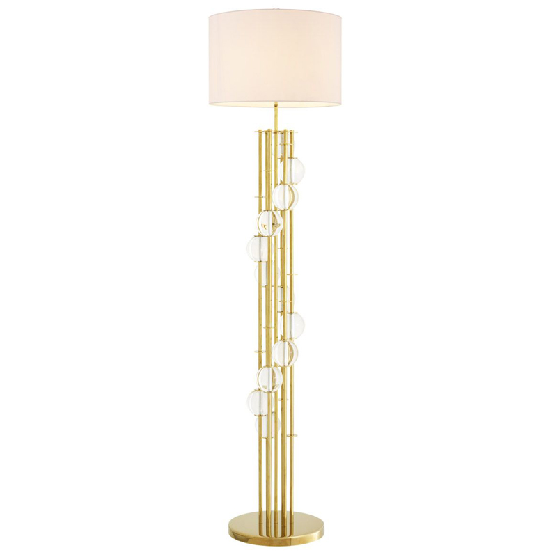 Торшер Eichholtz Floor Lamp Lorenzo Gold & white Глянцевое золото Белый Прозрачный в Ижевске | Loft Concept 