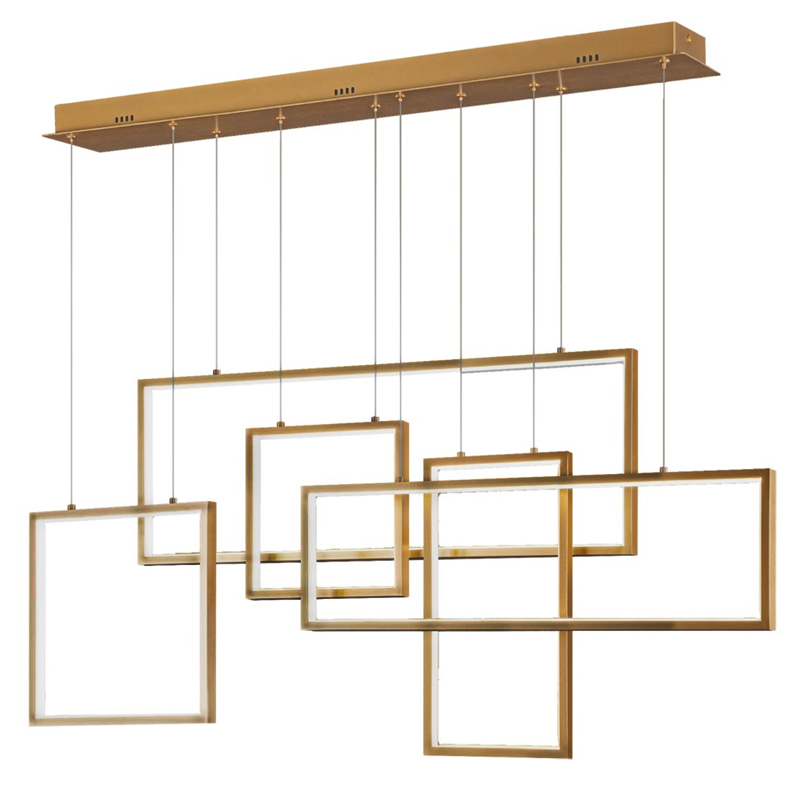 Люстра Rectangle Geometry Chandelier Gold 5 Золотой в Ижевске | Loft Concept 