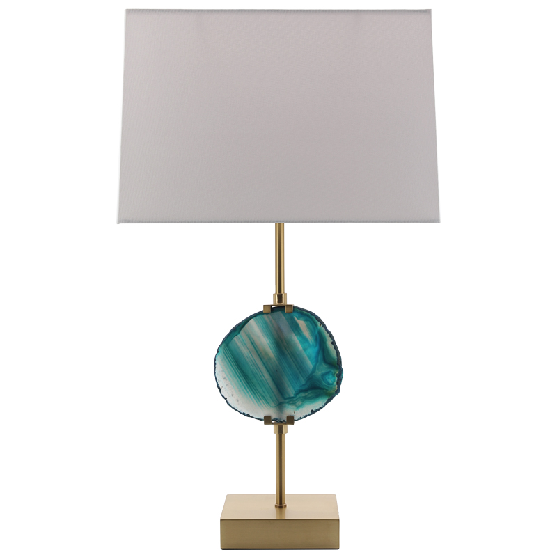 Настольная лампа Blue Agate Design Table Lamp Латунь Синий Бирюзовый Белый в Ижевске | Loft Concept 