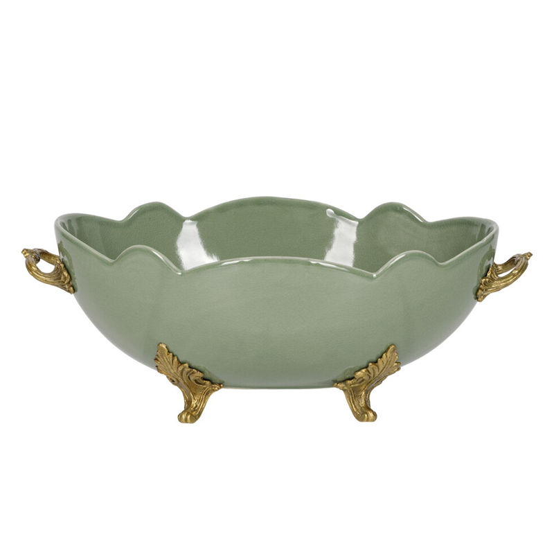 Чаша зеленого цвета из фарфора с волнообразным краем Eden Garden porcelain and bronze Зеленый Бронза Чаша зеленого цвета из фарфора с волнообразным краем Eden Garden porcelain and bronze Зеленый Бронза в Ижевске | Loft Concept