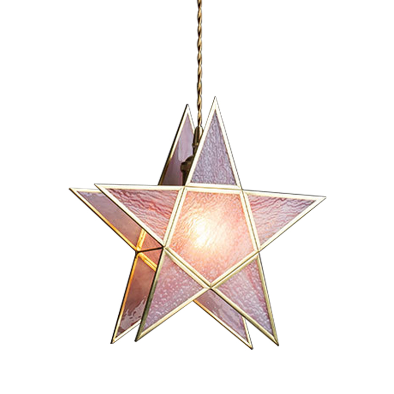 Подвесной светильник Star Pink Glass Hanging Light Розовый Латунь в Ижевске | Loft Concept 