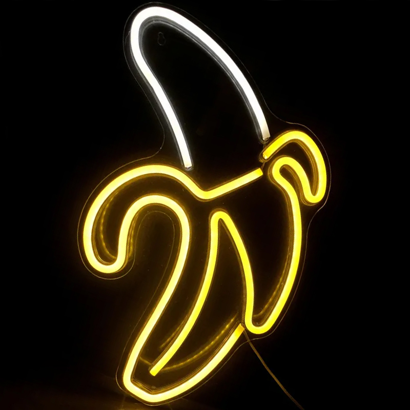 Неоновая настенная лампа Banana Neon Wall Lamp Прозрачный Белый Желтый в Ижевске | Loft Concept 