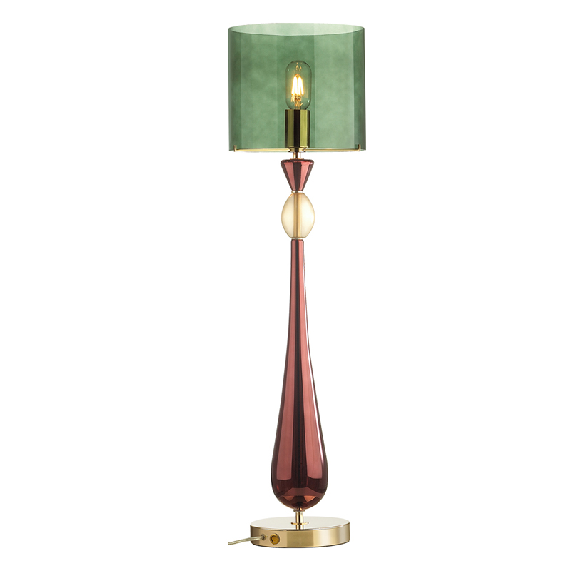 Настольная лампа Roser Green Burgundy Table Lamp Бургундский красный Золотой Зеленый в Ижевске | Loft Concept 