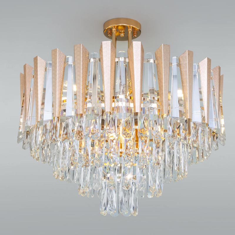 Потолочная люстра Crystal Edge Chandelier Прозрачный (Transparent) Золотой в Ижевске | Loft Concept 