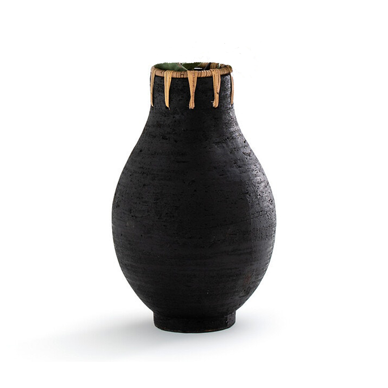 Ваза Ceramic Vase & Rattan D20 Черный в Ижевске | Loft Concept 