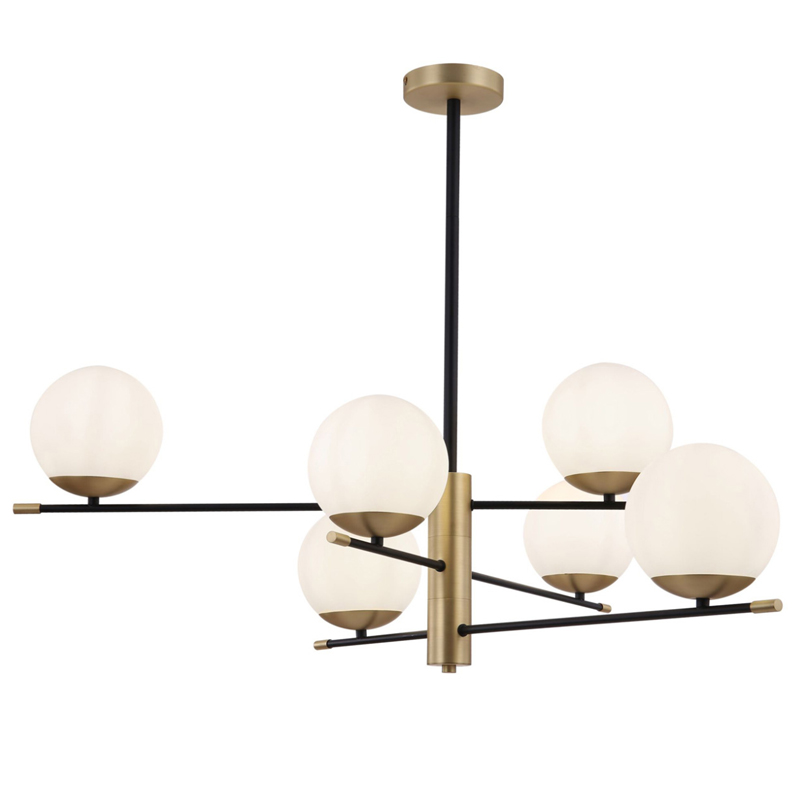 Светильник Spike Six Balls Hanging Lamp матовое золото Прозрачный белый в Ижевске | Loft Concept 