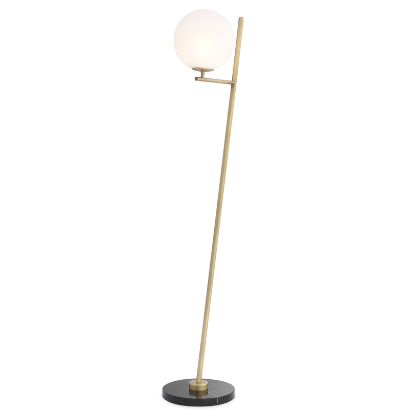 Торшер Eichholtz Floor Lamp Flynn Brass Латунь Античная полированная Белый Черный Мрамор Nero в Ижевске | Loft Concept 