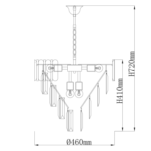 Люстра из черного металла с многоярусными подвесками из прозрачного хрусталя на золотой цепи Empire Black Chandelier Crystal в Ижевске