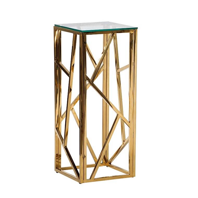 Подставка Serene Furnishing Gold Clear Glass Top stand Прозрачное Стекло Золотой в Ижевске | Loft Concept 