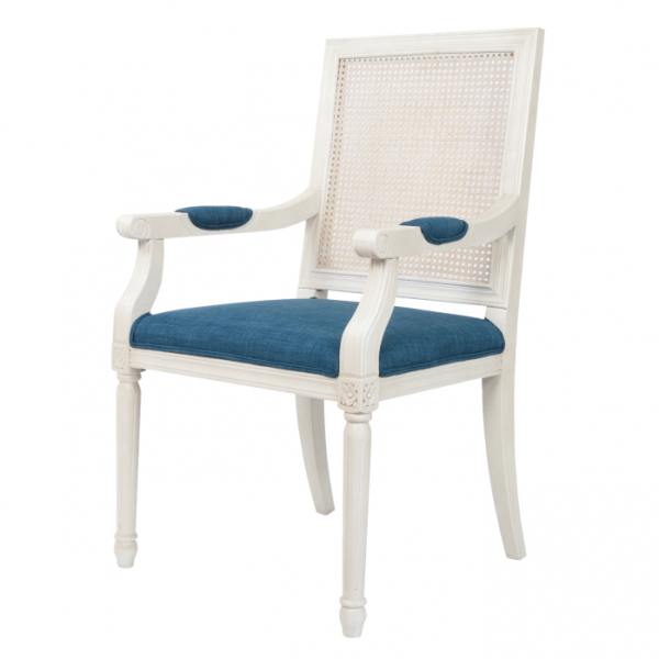 Стул French chairs Provence Garden White ArmChair Белый Темно-синий в Ижевске | Loft Concept 