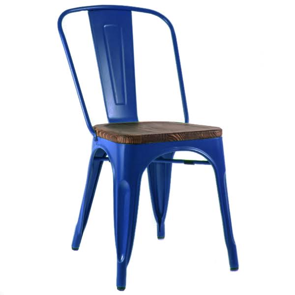 Кухонный стул Tolix Chair Wood Blue Синий Синий Коричневый в Ижевске | Loft Concept 