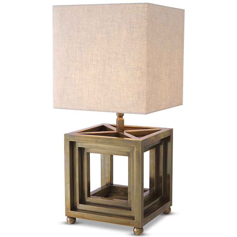 Настольная лампа Eichholtz Table Lamp Bellagio Brass Винтажная латунь Бежево-серый в Ижевске | Loft Concept 