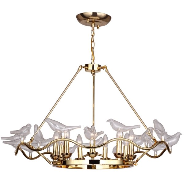 Люстра Dove Chandelier Glass Bird 9 Золотой в Ижевске | Loft Concept 