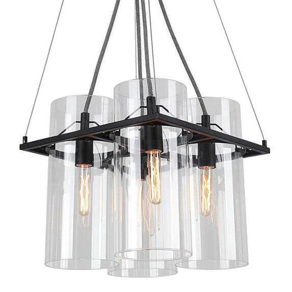 Люстра Glass Cylinder Chandelier Прозрачный Черный в Ижевске | Loft Concept 