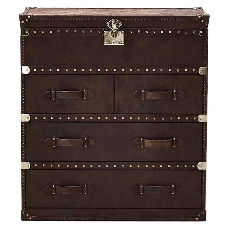 Комод Vintage Leather Chest of Draver Коричневый Глянцевое золото Комод Vintage Leather Chest of Draver Коричневый Глянцевое золото в Ижевске | Loft Concept