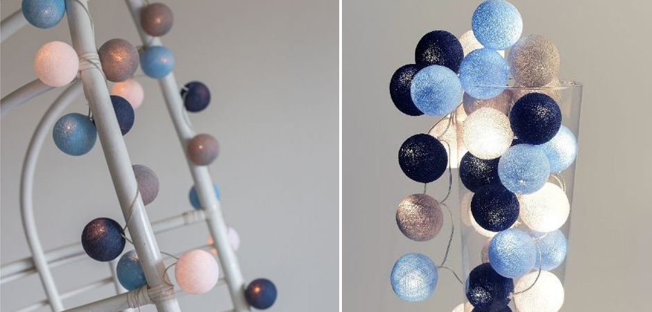 Гирлянда хлопковые фонарики Сotton Ball Sailor Blue - Loft-Concept в Ижевске