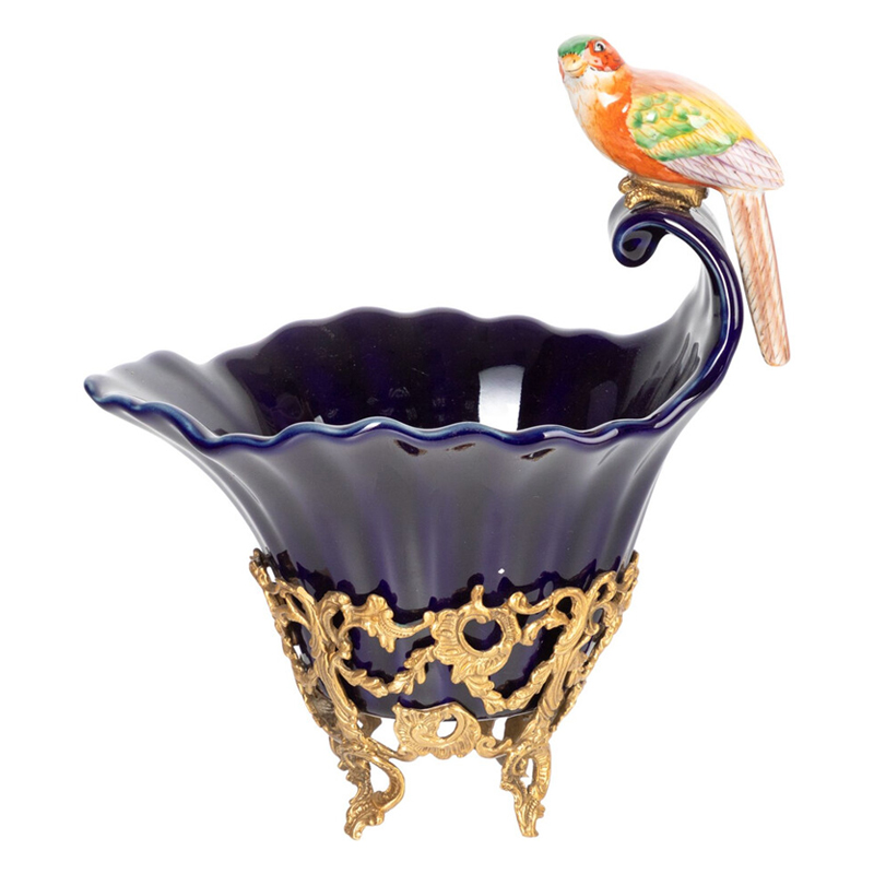 Чаша темно-синего цвета из фарфора с разноцветной птичкой Eden Garden porcelain and bronze Темно-синий Бронза Мульти Чаша темно-синего цвета из фарфора с разноцветной птичкой Eden Garden porcelain and bronze Темно-синий Бронза Мульти в Ижевске | Loft Concept