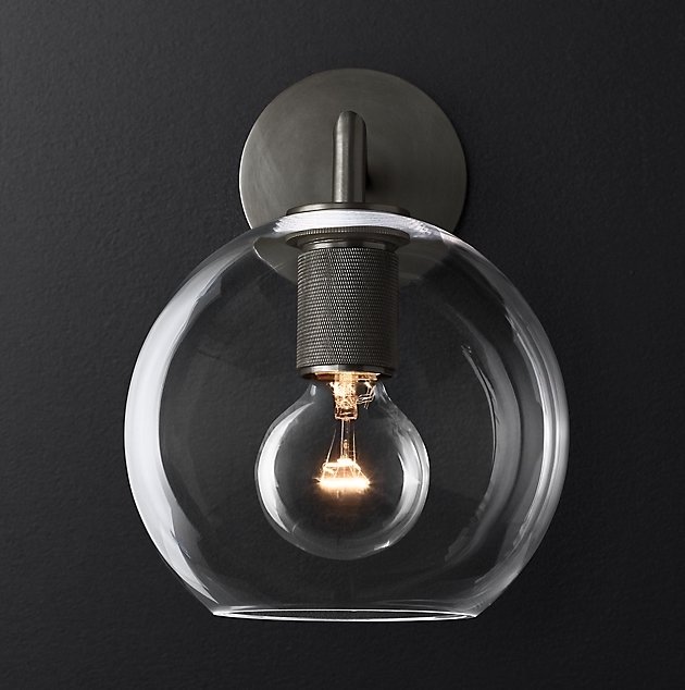 Бра RH Utilitaire Globe Shade Single Sconce Black Черный Темная бронза в Ижевске | Loft Concept 