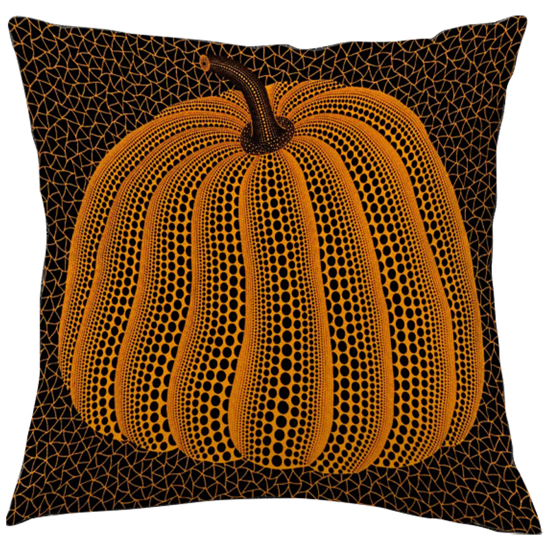 Декоративная подушка Yayoi Kusama Pumpkin Orange Черный Оранжевый в Ижевске | Loft Concept 