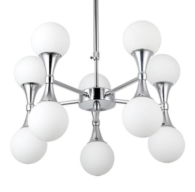 Люстра Ball Valley Chandelier Chromium 10 Белый Хром в Ижевске | Loft Concept 