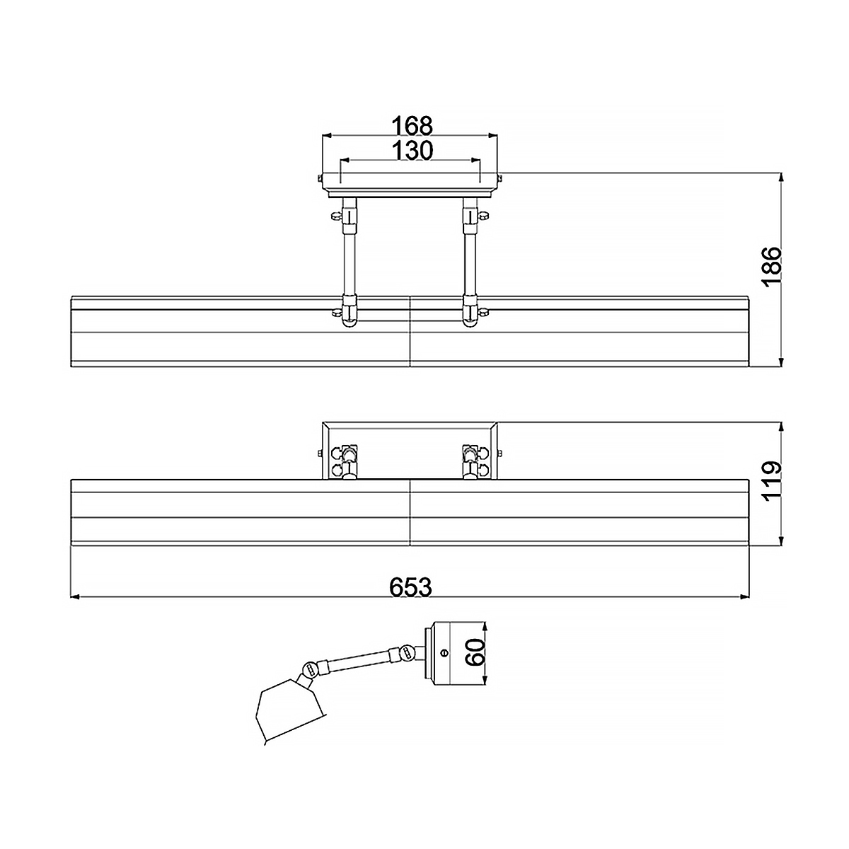 Светильник для картин с призматическим плафоном и двойными регулируемыми шарнирами Elstead Lighting в Ижевске