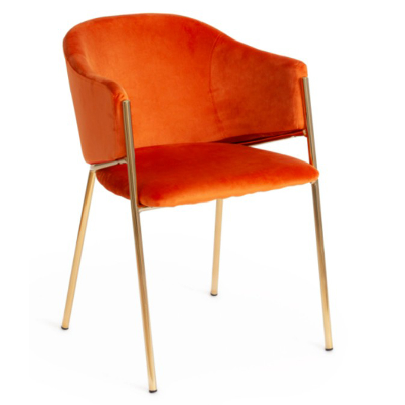 Стул Faisal Orange Velvet Chair Оранжевый Глянцевое золото в Ижевске | Loft Concept 