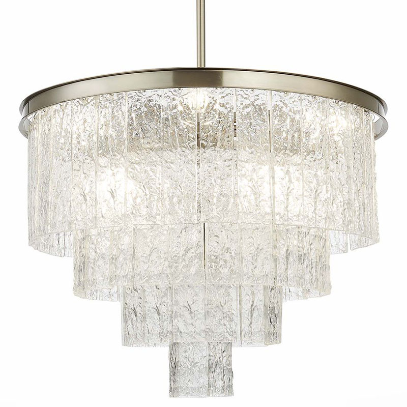 Люстра Renea Textured Glass Chandelier Nickel D60 Никель Прозрачное Стекло в Ижевске | Loft Concept 