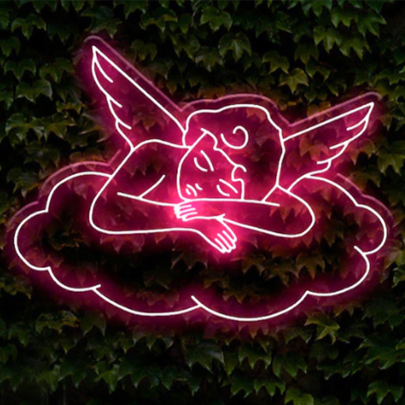 Неоновая настенная лампа Sleeping Angel Neon Wall Lamp Розовый Прозрачный Розовый в Ижевске | Loft Concept 