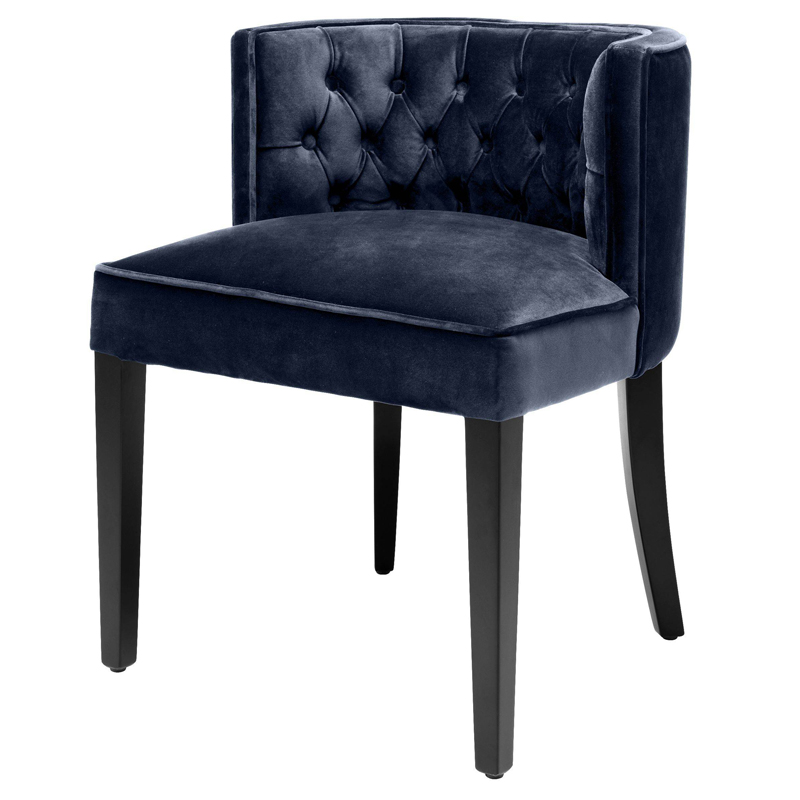 Стул Eichholtz Dining Chair Dearborn blue Темно-синий Черный в Ижевске | Loft Concept 