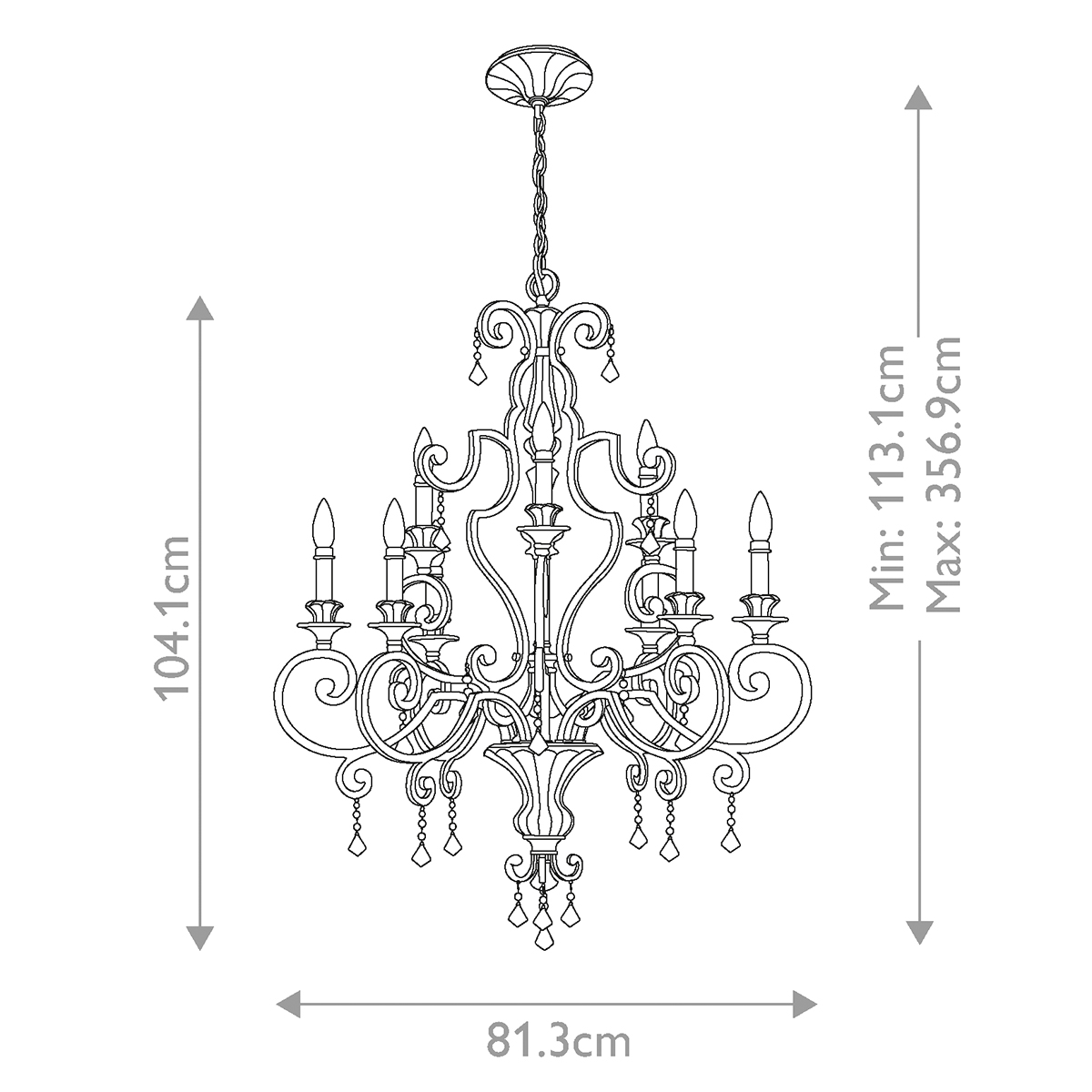 Люстра с подвесками из прозрачного стекла на кованом каркасе бронзового цвета в классическом стиле Quoizel в Ижевске