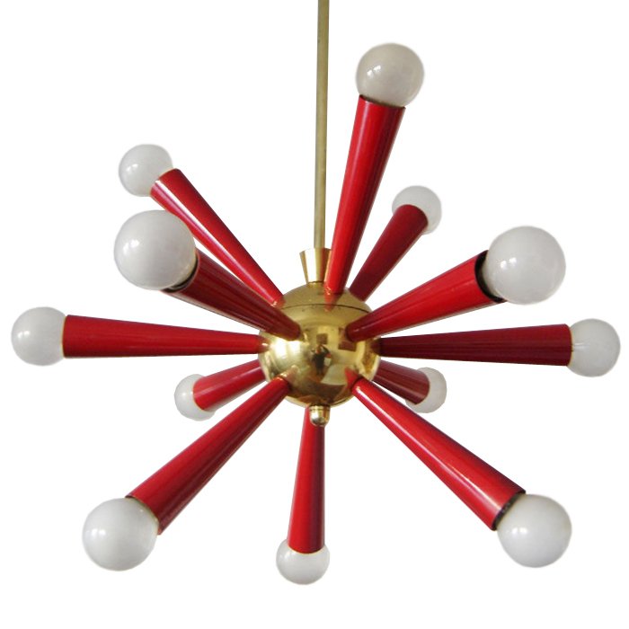 Люстра Mid Century Modern ATOMIC Sputnik Red Красный (Red) Золотой в Ижевске | Loft Concept 