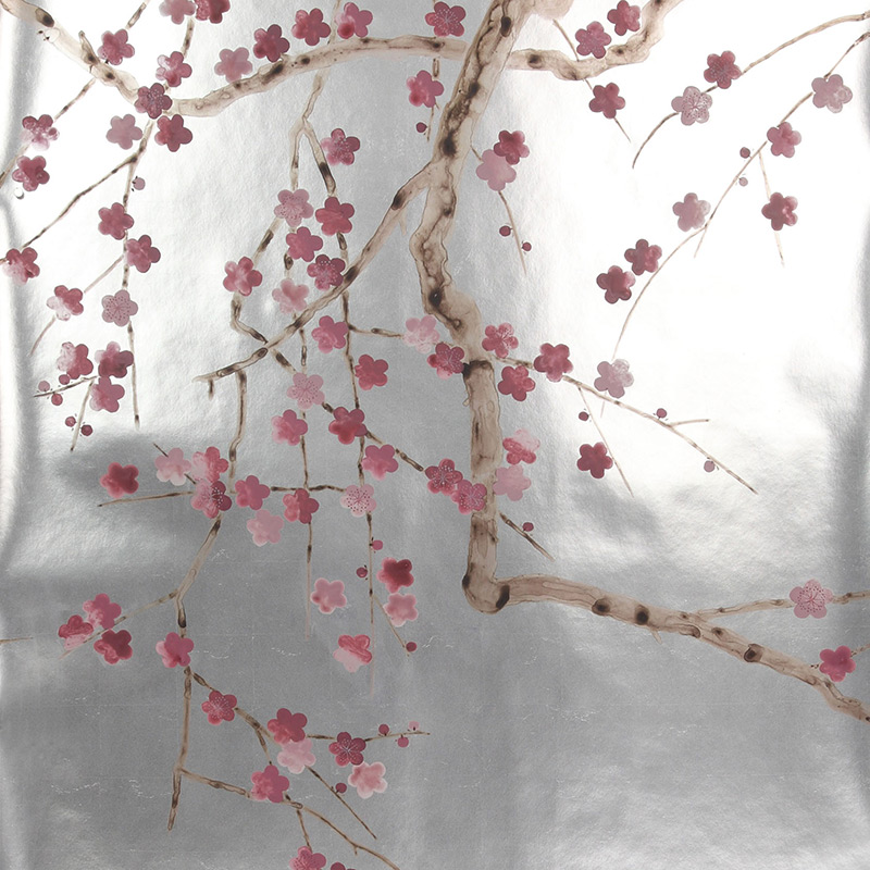 Обои ручная роспись Plum Blossom Blossom on Tarnished Silver gilded paper  в Ижевске | Loft Concept 