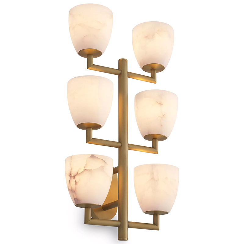 Настенный светильник Eichholtz Wall Lamp Valerius Латунь Белый Мрамор Bianco ivory ( слоновая кость ) в Ижевске | Loft Concept 