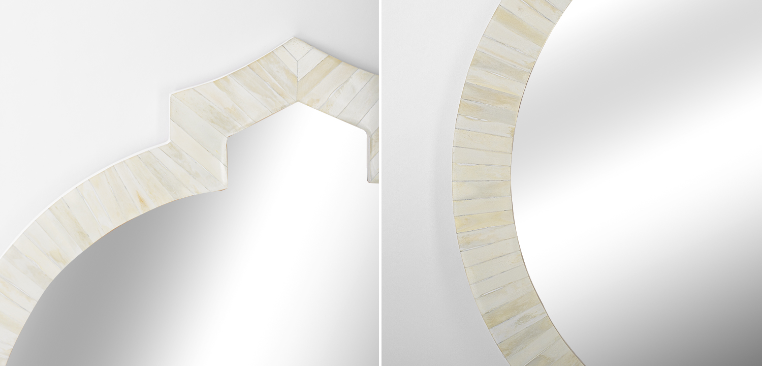 Зеркало Bone Inlay Round Mirror white - фото