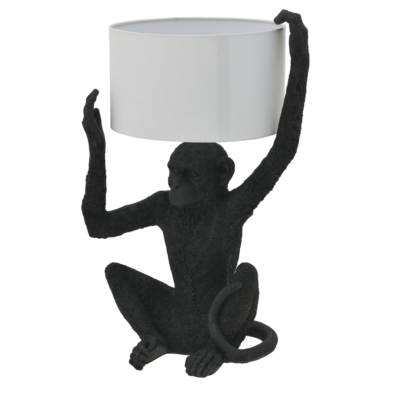 Настольная лампа Black Monkey Holding Lampshade Черный Белый в Ижевске | Loft Concept 